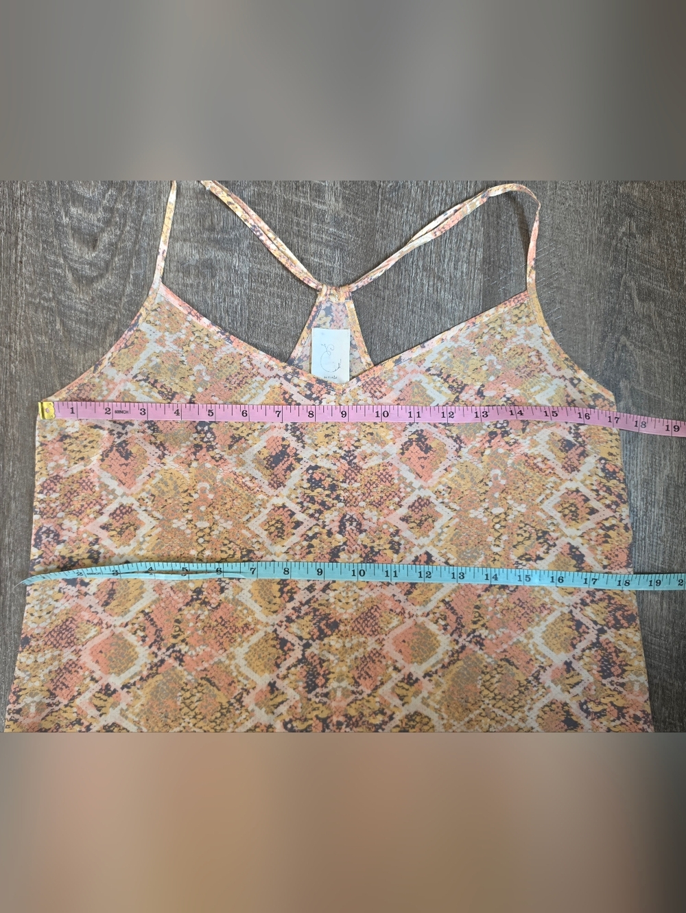 Anthropologie E by Eloise 100% Silk Racerback Cami Womens S Peach Snakeskin Prin - Picture 9 of 12